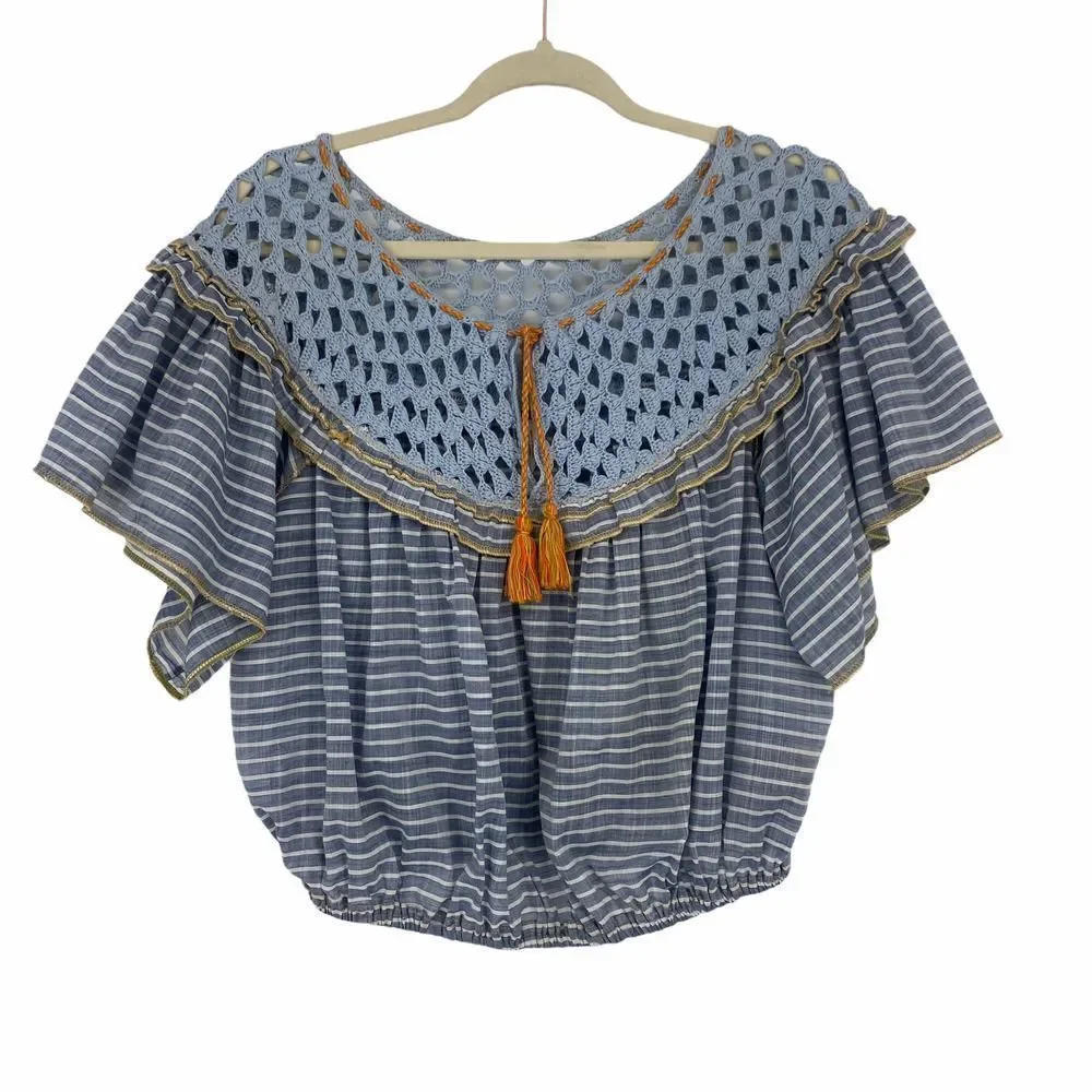 OPEN TO OFFERS! Free People Blue Striped Women's Top - Picture 4 of 11